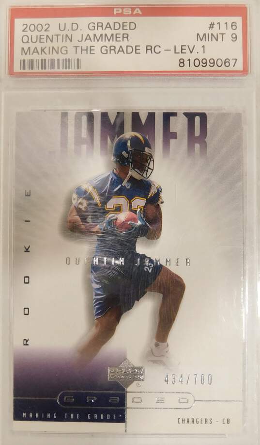 2002 Quentin Jammer UD Graded Rookie /700 Graded PSA Mint 9 SD Chargers image number 2