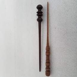 Handcarved Wooden Knitting Needles/ Wand  Lot of 2