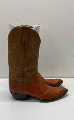 Justin 9087 Teju Lizard Brown Cowboy Western Boots Size 10.5 D