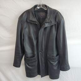 Aoya Full Zip/Button Up Black Leather Jacket Size 170/88A