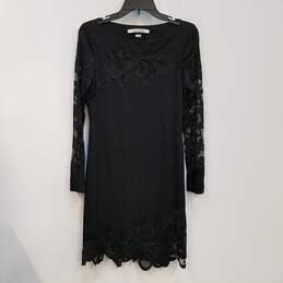 Womens Black Long Sleeve Boat Neck Pullover Sheath Dress Size 6