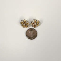 Designer Swarovski Gold-Tone Flower Rhinestone Fashionable Stud Earrings alternative image