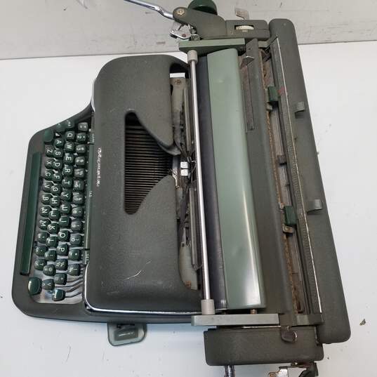 Vintage Olympia SG-1 De Luxe Typewriter Olive Green Wide Carriage Made in Western Germany image number 6