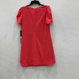 NWT Womens Pink Short Puff Sleeve Round Neck Back Zip Shift Dress Size 10 alternative image