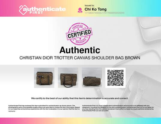 Authentic Christian Dior Trotter Canvas Shoulder Bag Brown image number 7