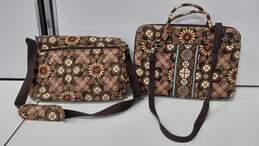 Vera Bradley Canyon Brown Messenger Bag & Laptop Case Bundle