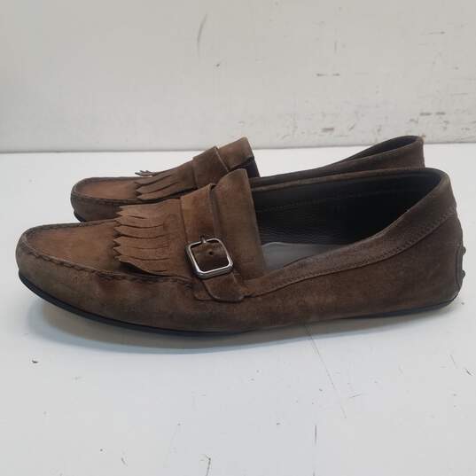 TOD'S Italy Brown Suede kiltie Loafers Shoes Men's Size 10.5 M image number 2