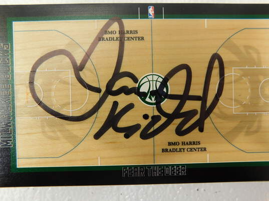 HOF Jason Kidd Autographed Milwaukee Bucks Floor Piece image number 2