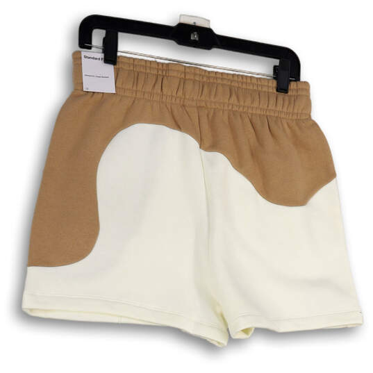 NWT Womens Brown White Elastic Waist Stretch Pull-On Sweat Shorts Size M image number 2