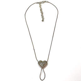 Designer Brighton Silver-Tone Rhinestone Heart Pendant Necklace w/ Dust Bag alternative image
