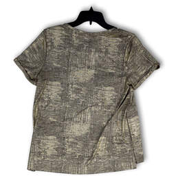 Womens Gray Gold Round Neck Short Sleeve Pullover Blouse Top Size Small alternative image