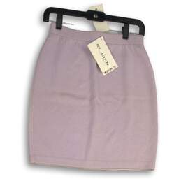 NWT St John By Marie Gray Womens Purple Flat Front Elastic Waist Mini Skirt Sz 2