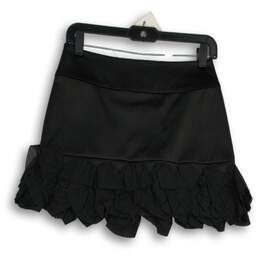 Express Womens Black Ruffle Hem Back Zip Pull-On Mini Skirt Size 0