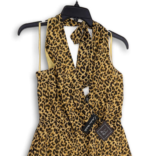 NWT Womens Yellow Black Cheetah Print Halter Neck Midi A-Line Dress Size 10 image number 3