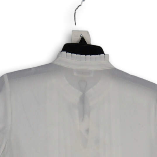 NWT Womens White Pleated Cap Sleeve Pullover Blouse Top Size PM image number 4