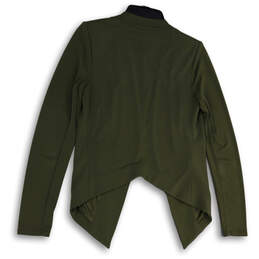 Womens Green Asymmetric Hem Pockets Long Sleeve Open Front Blazer Size S alternative image