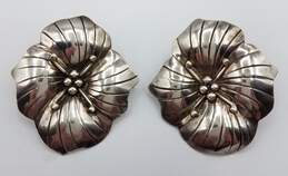 Pair of 925 Sterling Silver Floral Post Earrings