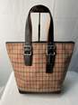 Certified Authentic Coach Tan/Red/Brown Wool Like Fabric Tote Bag image number 2