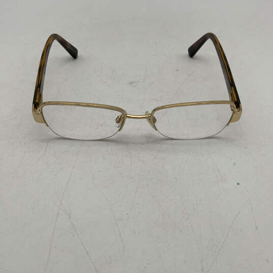 Womens Gold Brown Mitzi IV MK-7008 Half-Rim Rectangular Eyeglasses Frame image number 1