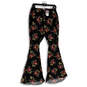 NWT Womens Black Floral Mesh High-Rise Flared Leg Trouser Pants Size 1 image number 3