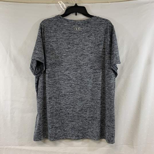 Women's Grey Heather Under Armour Loose Fit V-Neck Tee, Sz. 2X image number 2
