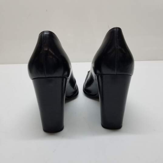 AUTHENTICATED Gucci Black Leather Square Toe Pumps Womens Size 39 image number 3
