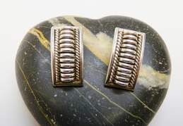 Signed TC Tom Charley Navajo 925 Southwestern Coil Arches & Rope Curved Rectangle Drop Post Earrings 9.7g
