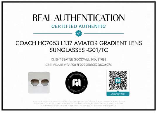 AUTHENTICATED COACH L137 HC7053 AVIATOR SUNGLASSES image number 2