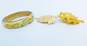Vintage Eisenberg Gold Tone Enamel Bangle Bracelet BSK & Napier Brushed Leaf Brooches 82.6g image number 1