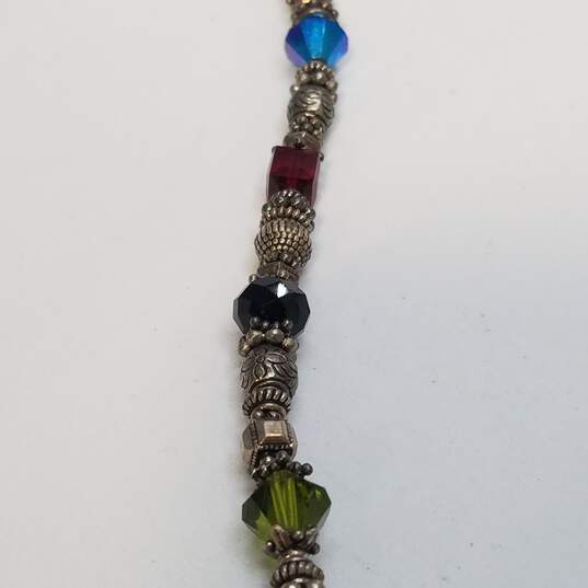 Sterling Silver Metal Faceted Crystal Bead 8inch Bracelet 14.2g image number 3