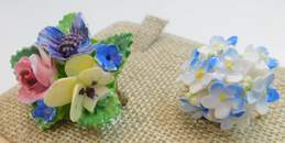 Vintage England Goldtone Porcelain Colorful Flowers Cluster Brooches Variety 30.8g alternative image