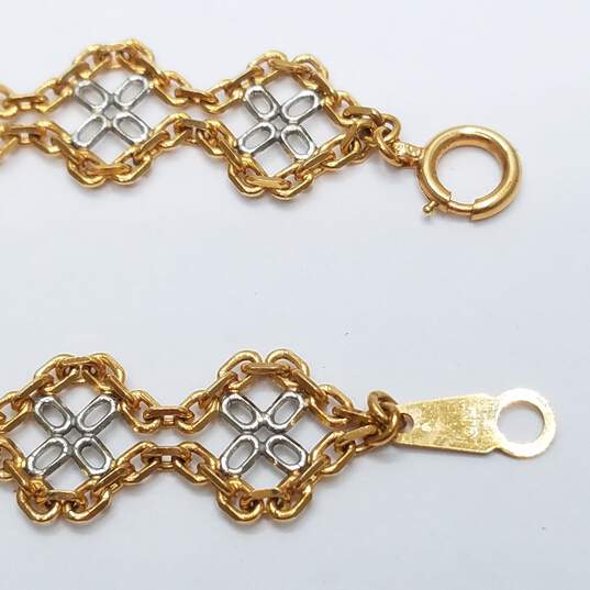 18K Gold Hexagonal Shape Motif W/Platinum Accents 24in Necklace 35.4g image number 6