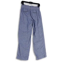 Womens Blue Elastic Waist Zipper Pocket Wide Leg Ankle Pants Size 4 alternative image