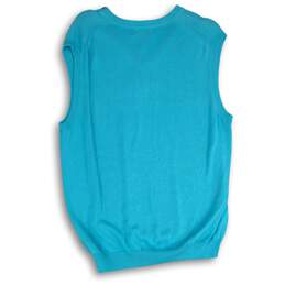 NWT Brooks Brothers Womens Blue Knitted V-Neck Ribbed Hem Vest Sweater Size L alternative image