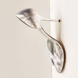 Aldo Women's Silver Metallic Peep Toe Pumps Size 8 alternative image