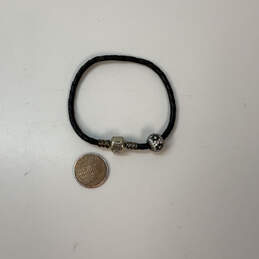Designer Pandora S925 Sterling Silver Leather Cord Charm Bracelet w/ Charm alternative image