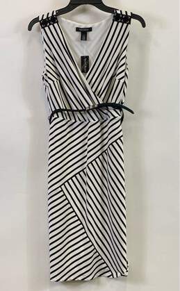 White House Black Market Black Women's White Stripe Dress- Sz 4 NWT