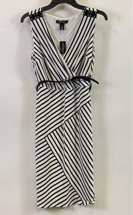 White House Black Market Black Women's White Stripe Dress- Sz 4 NWT image number 1