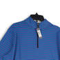 NWT Mens Blue Striped Mock Neck Quarter Zip Pullover T-Shirt Size X-Large image number 3