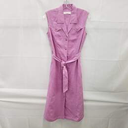 Escada Pink Women's Button Down Front Belted Shirt Dress alternative image