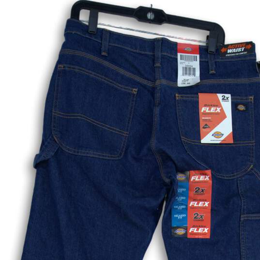 NWT Dickies Mens Blue Denim Flex Relaxed Fit Medium Wash Straight Jeans 34x34 image number 4