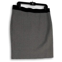 Womens Black White Herringbone Knee Length Straight & Pencil Skirt Size L alternative image