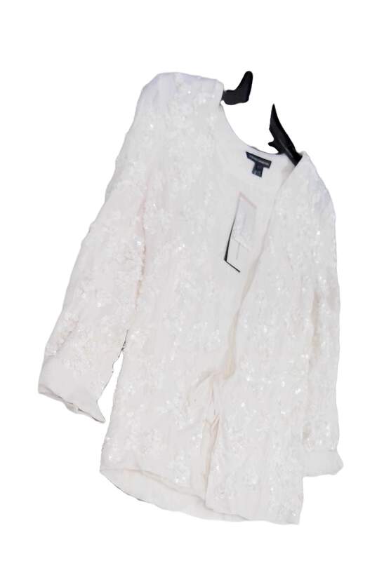 Women's White Long Sleeve Sequined Blazer Jacket Size 2 image number 1
