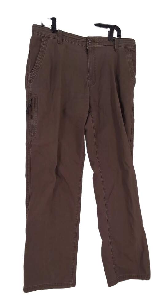 Mens Brown Regular Fit Flat Front Pockets Carpenter Pants Size 36x32 image number 1