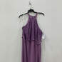 NWT Womens Purple Floral Sleeveless Halter Neck Back Zip Maxi Dress Size 16 image number 3