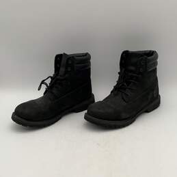 Timberland Mens Black Leather Round Toe Lace-Up Ankle Combat Boots Size 8