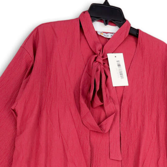 NWT Womens Pink Neck Tie Long Sleeve Regular Fit Open-Front Cardigan OS image number 3