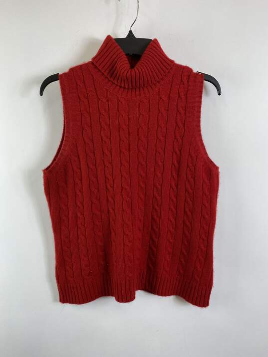 Charter Club Women Red Turtleneck Sweater Vest L image number 1