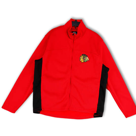 Mens Red Chicago Blackhawks Long Sleeve Mock Neck Full-Zip Jacket Size XXL image number 1