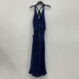 NWT Womens Blue Shimmery Sleeveless V-Neck Fashionable Maxi Dress Size 3XL